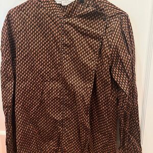 Black and Orange Geometric Long Sleeve Shirt